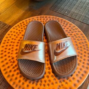 Nike Chocolate Brown and rose gold Slide Sandals - Women’s